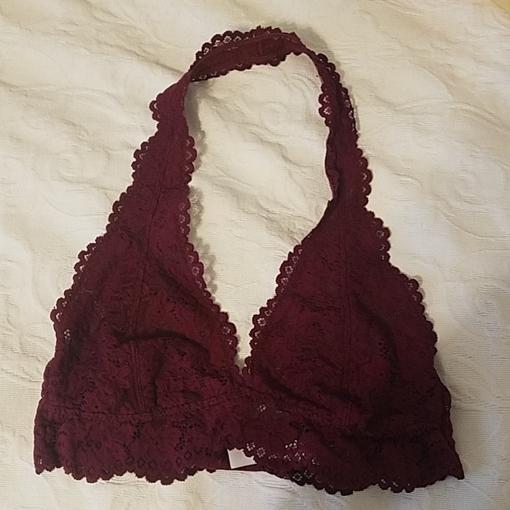 Burgundy lace bralette